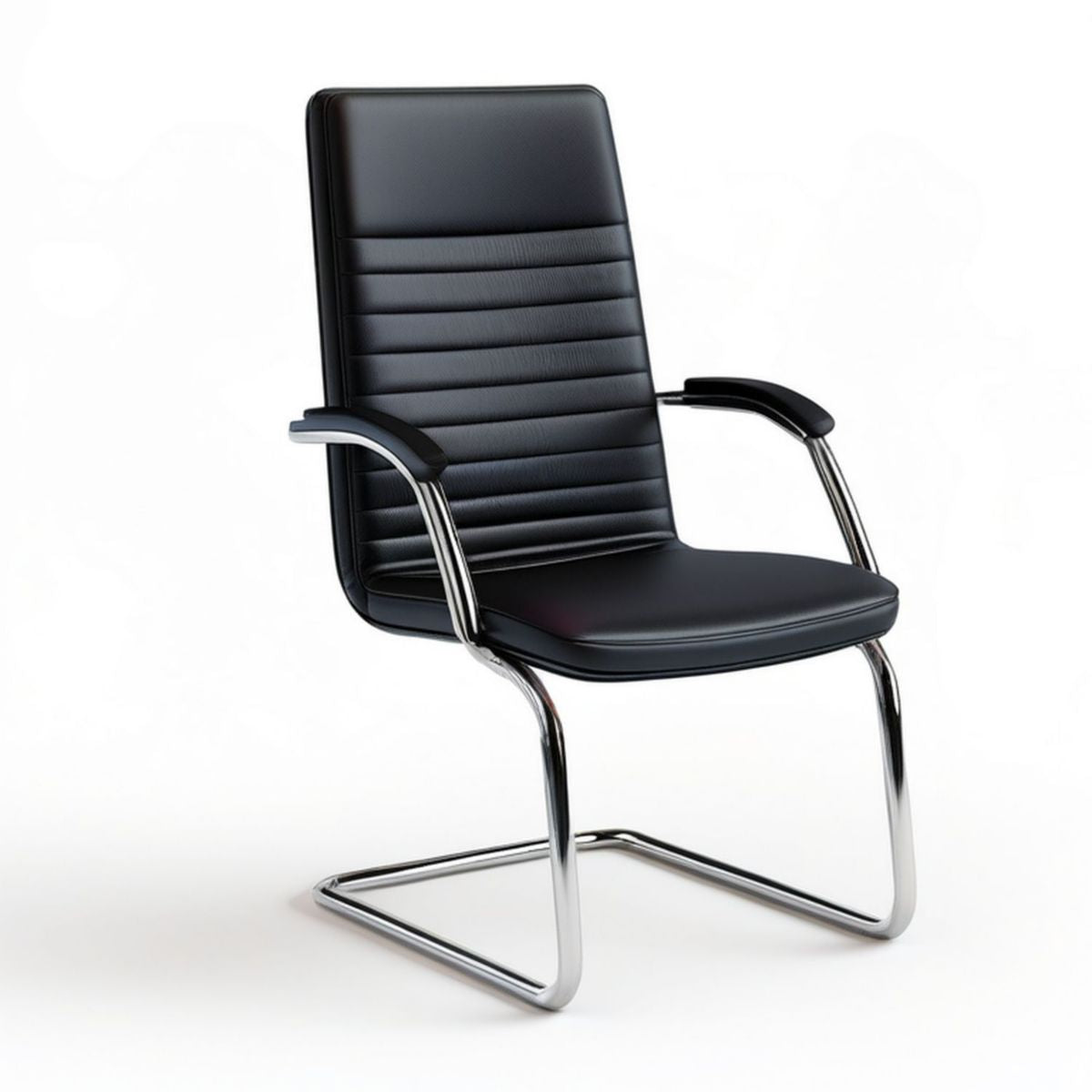 Schwarzer Freischwinger-Konferenzstuhl mit Armlehnen, 57 × 61 × 102 cm