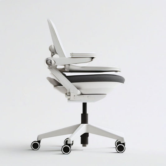 Klappbarer Bürodrehstuhl Weiss Grau Schwarz, 64 x 64 x 89–99 cm