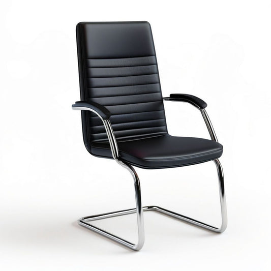 Schwarzer Freischwinger-Konferenzstuhl mit Armlehnen, 57 × 61 × 102 cm