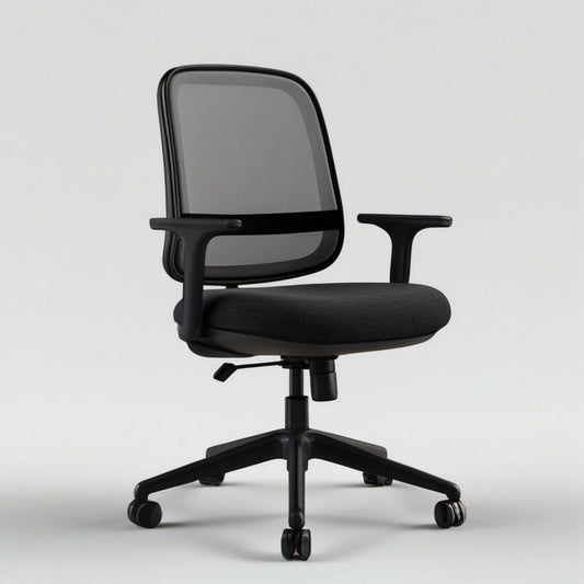 Ergonomischer Drehstuhl mit Netzrückenlehne und Armlehnen, Schwarz, 60 x 60 x 91–101 cm