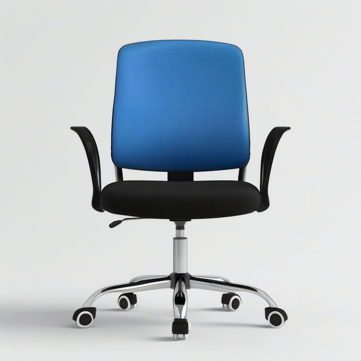 Drehstuhl mit Armlehnen, 60 x 60 x 88–98 cm, Blau/Schwarz/Silber