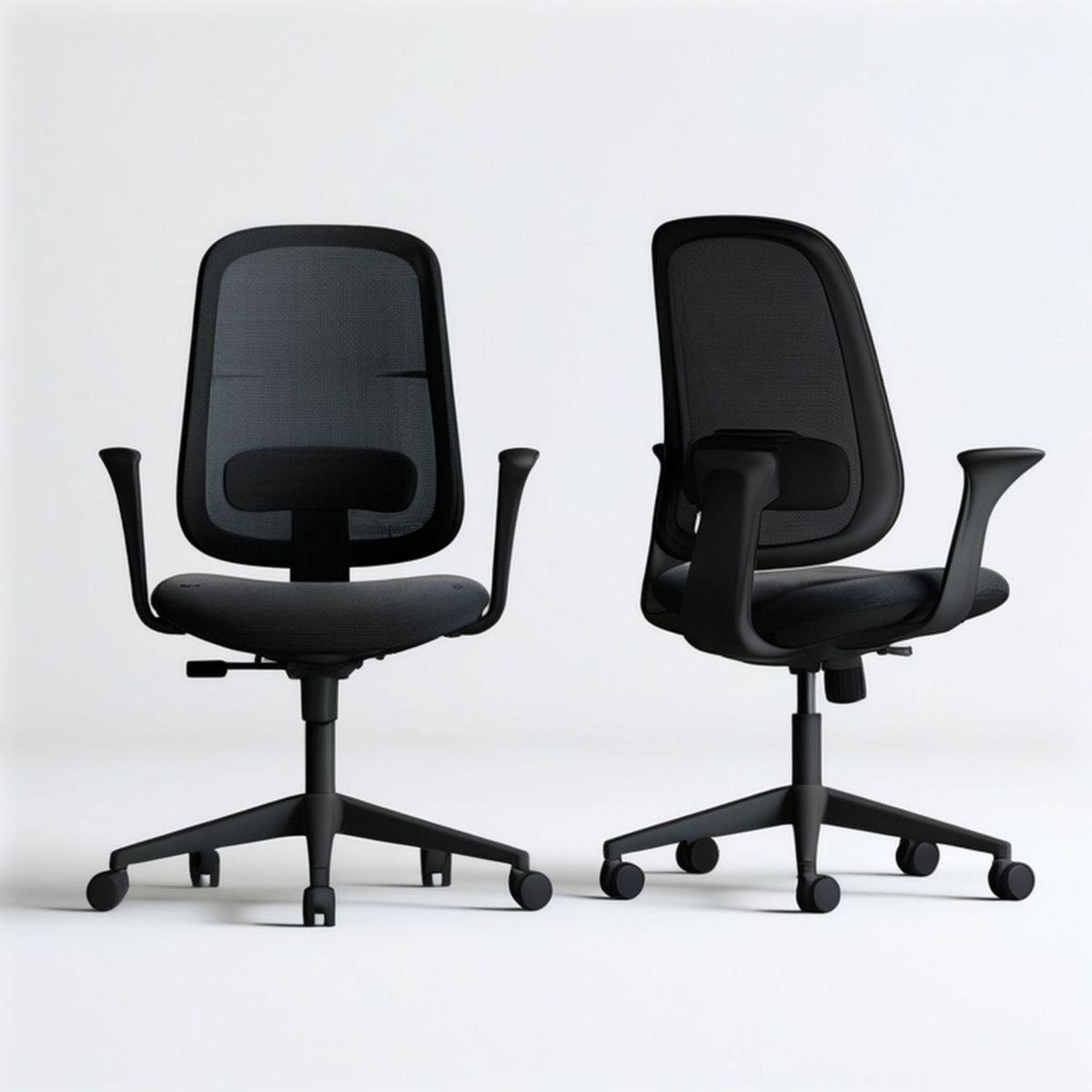 Ergonomischer Bürodrehstuhl mit Netzrücken, Schwarz, 60 x 60 x 96–106 cm