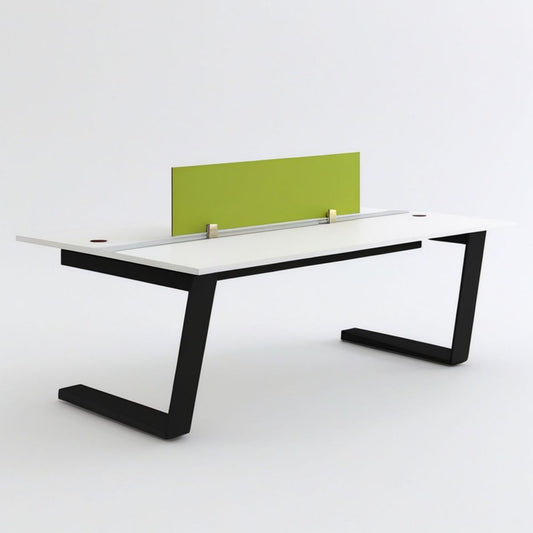 Schreibtisch 160 x 80 x 74 cm mit Sichtschutzpaneel 120 x 40 cm Weiss/Schwarz/Grün