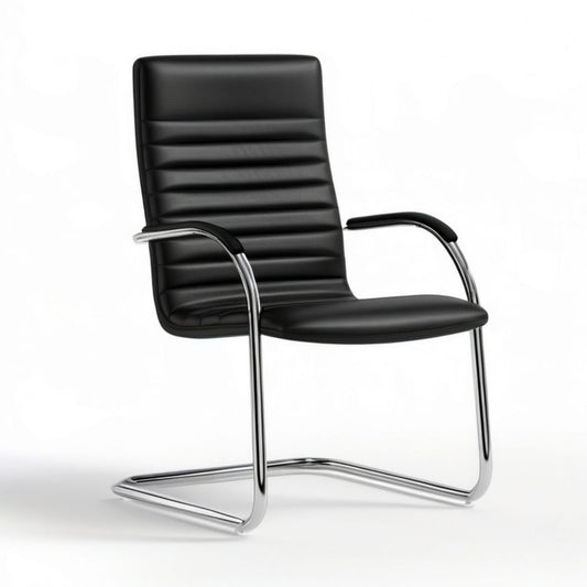 Freischwinger-Konferenzstuhl aus PU-Kunstleder, Schwarz/Chrom, 58 x 60 x 96 cm