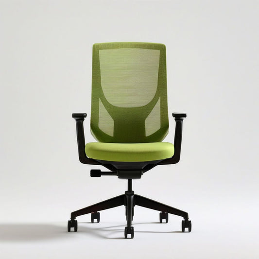 Ergonomischer Bürodrehstuhl mit Armlehnen, Netzrücken, Grün/Schwarz, 62 x 62 x 112–122 cm